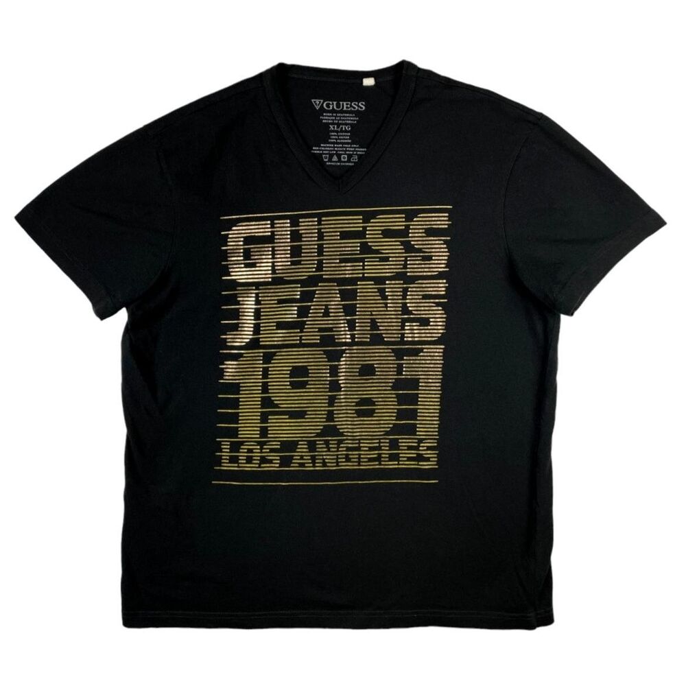 Guess Jeans Shirt 1981 Los Angeles T-Shirt Retro Gold & Black L/XL